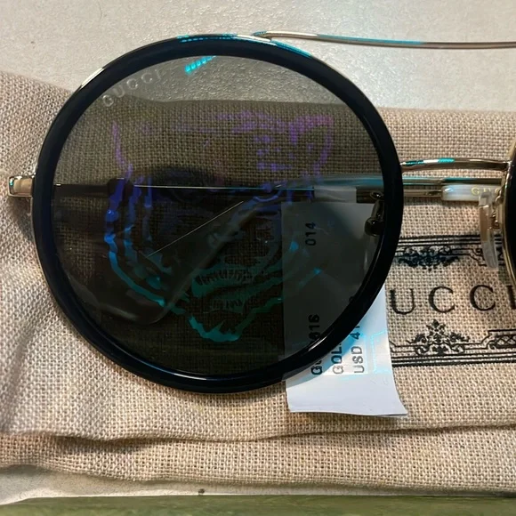 $ALE-Gucci Feline Round Metal Sunglasses - Picture 8 of 10